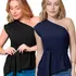 Kit 2 Blusas Manga Nula Um Ombro Só Assimétrica Com Faixa