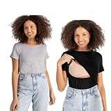 KIT 2 BLUSAS PARA AMAMENTAR LISA MANGA CURTA 0420 MESCLA E PRETO P