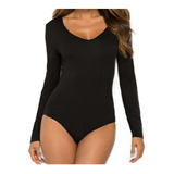 Kit 2 Body Feminino Decote V Manga Comprida Com Fecho