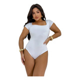 Kit 2 Body Premium Decote Quadradinho Manga Curta Com Fecho