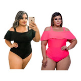 Kit 2 Bory Plus Size Body Ciganinha Feminina Maio Praia