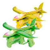 Kit 2 Brinquedo Avião Planador Isopor Led Lançador Catapulta
