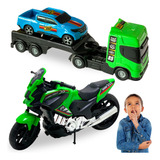Kit 2 Brinquedos P Menino Caminhão Moto Tipo Bmw Carro