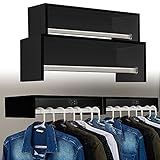 Kit 2 Cabideiros De Parede Arara Roupas Quarto Closet Branco Preto PRETO