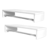 Kit 2 Cabideiros Parede Arara Porta Roupas Quarto Cor Branco Prateleira