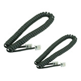 Kit 2 Cabo De Telefone Espiral 4p4c 2mts Preto