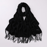 Kit 2 Cachecol Preto Xale Echarpe Lenço Feminino C Franja