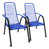 Kit 2 Cadeira De Fio Cordinha Jardim Area Externa Colorida Cor Azul Ps Móveis