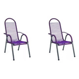 Kit 2 Cadeira De Fio Cordinha Jardim Area Externa Colorida Cor Lilás roxo violeta Lorenttistore