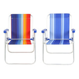 Kit 2 Cadeira De Praia Alumínio Alta Piscina Varanda Bel Sol