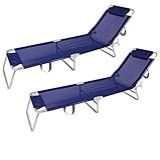 Kit 2 Cadeira Espreguiçadeira Alumínio Para Piscina Praia 4 Posições Mor Azul Marinho