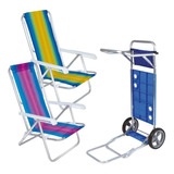 Kit 2 Cadeira Praia Reclinável 8