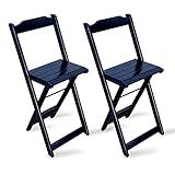 KIT 2 CADEIRAS BISTRÔ DOBRÁVEIS MADEIRA PRETA TARIMATÃ