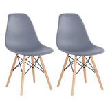 Kit 2 Cadeiras Charles Eames Cozinha Wood Eiffel Dsw Av Cor Da Estrutura Da Cadeira Cinza escuro