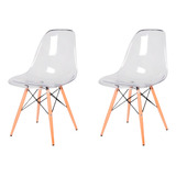 Kit 2 Cadeiras Charles Eames Eiffel Acrílica Transparente