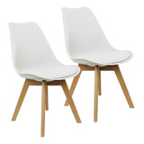 Kit 2 Cadeiras Charles Eames Leda Design Wood Estofada Cor Da Estrutura Da Cadeira Branco