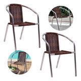 Kit 2 Cadeiras De Alumínio Varanda Apto Casa Piscina Jardim