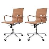 Kit 2 Cadeiras De Escritório Simples Ergonômica Secretária Confortável Diretor Com Regulagem De Altura Stripes Caramelo