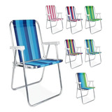 Kit 2 Cadeiras De Praia Alta Em Alumínio Cores Variadas Mor Cor Colorido
