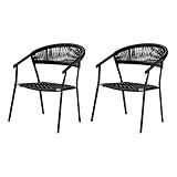 Kit 2 Cadeiras Duda Com Braço Em Aluminio E Corda Nautica Preta