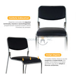 Kit 2 Cadeiras Escritório Interlocutor Base Fixa Cromada Preto Cadeiras Inc
