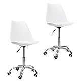 Kit 2 Cadeiras Office Base Cromada Com Rodizio Giratória Saarinen Branco 