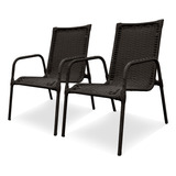 Kit 2 Cadeiras Para Jardim Fibra Sintética Junco Envio Lbx