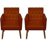 Kit 2 Cadeiras Para Sala De Estar Recepção Alto Padrão Reforçada Terracota