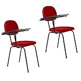 Kit 2 Cadeiras Universitárias Secretária Sem Porta Livros Ecoflex Vermelho