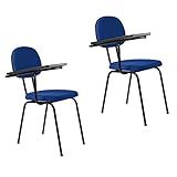 Kit 2 Cadeiras Universitárias Secretária Sem Porta Livros T50 Azul