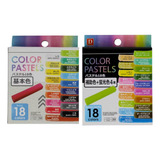 Kit 2 Caixa Giz Pastel Seco Cor Básica Auxiliar 36 Cores