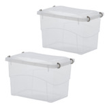 Kit 2 Caixa Organizador C Tampa Trava Armário Quarto Closet