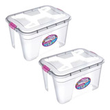 Kit 2 Caixa Organizadora Transparente 12 Litros Pp Uninjet Liso