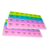 Kit 2 Caixa Porta Comprimido Semanal Medicamento Organizado