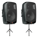 Kit 2 Caixas Ativas Ps 1501 400w Rms Staner Com 2 Tripés