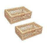 Kit 2 Caixas Cestos De Palha Para Presentes Decoração