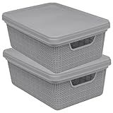 Kit 2 Caixas Organizadoras 5 Litros Com Tampa Cesto Grande Em Plástico Verde Menta Cinza 