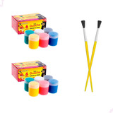 Kit 2 Caixas Tinta Guache Para Pintura Artística 2 Pincéis