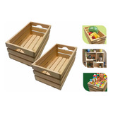 Kit 2 Caixotes De Madeira Tipo Caixa De Fruta Feira