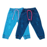 Kit 2 Calça Jeans Infantil Menina Jogger 1 2 E 3 Anos