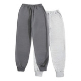 Kit 2 Calça Moletom Juvenil Flanelada Sem Bolso 6 A 14 Anos