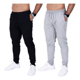 Kit 2 Calça Moletom Slim Com Bolso Jogger Masculino Adulto