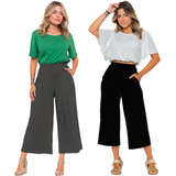 Kit 2 Calça Pantacourt Elegante Moda Gestante 2154 k2