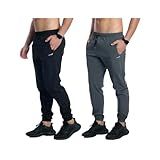 Kit 2 Calça Tactel Elastano Jogger Masculina Corta Vento Treino Academia Esportiva BR Alfa M Regular Regular Preto Marinho 