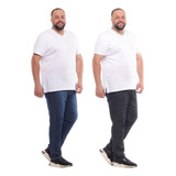Kit 2 Calças Jeans Masculina Plus Size Tamanho Grande Até 56