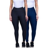 Kit 2 Calças Legging Lisa Fitness Feminina Suplex Cós Alto