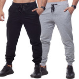 Kit 2 Calças Moletom Lisa Masculino Shorts Academia