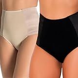 Kit 2 Calcinha Cinta Compressão Cintura Alta Modela Barriga Feminina Adulto BR Alfa M Regular Preto Bege 