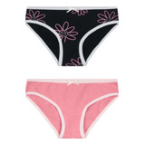 Kit 2 Calcinhas Infantis Menina Em Cotton Preto Brandili