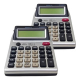 Kit 2 Calculadora Com Duplo Visor + Testa Dinheiro Falso